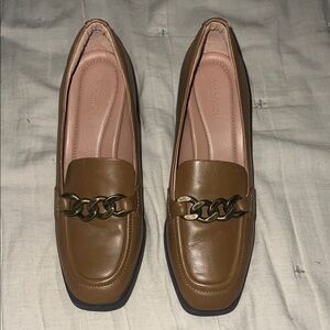 Nordstrom Brown Loafers with Chain Detail